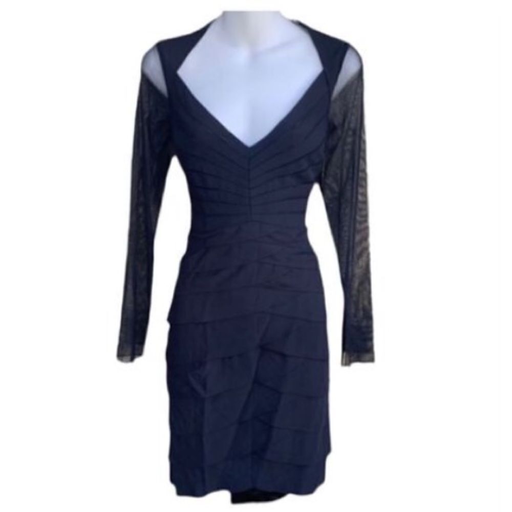 Vintage Chetta B Size 4 Mesh Sleeve Bandage Cocktail Dress Black Whimsigoth Alt